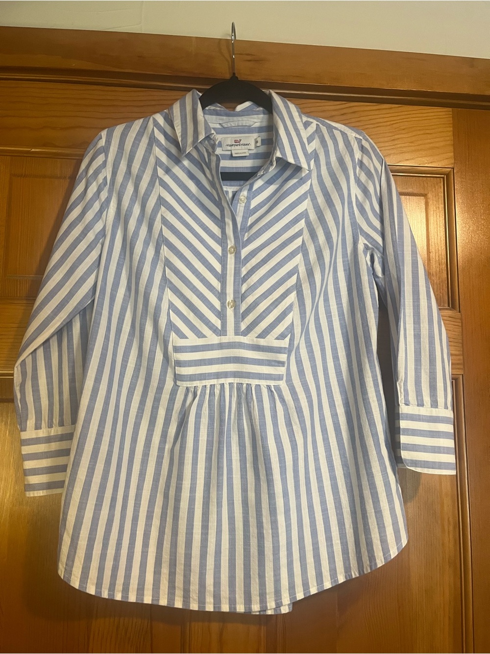 Vineyard Vines XS Blue White Striped Cotton Tunic Shirt Blouse